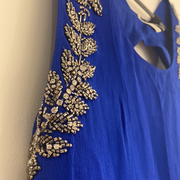 Topshop Royal Blue embroidered detail top Size 14 NWOT - Picture 2 of 6